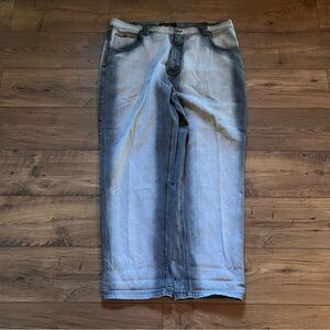 Vintage Baggy White/Black Color Block Wide Leg Jeans 44x34